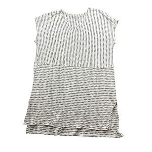 Eileen Fisher‎ Large Beige Black Striped Tunic Dress Cap Sleeve